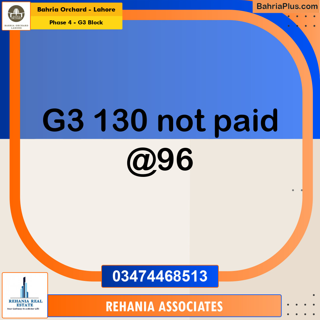 10 Marla Residential Plot for Sale in Phase 4 - G3 Block -  Bahria Orchard, Lahore - (BP-202014)