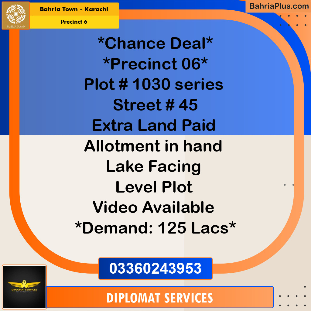 250 Sq. Yards Residential Plot for Sale in Precinct 6 - Bahria Town, Karachi - (BP-202019)