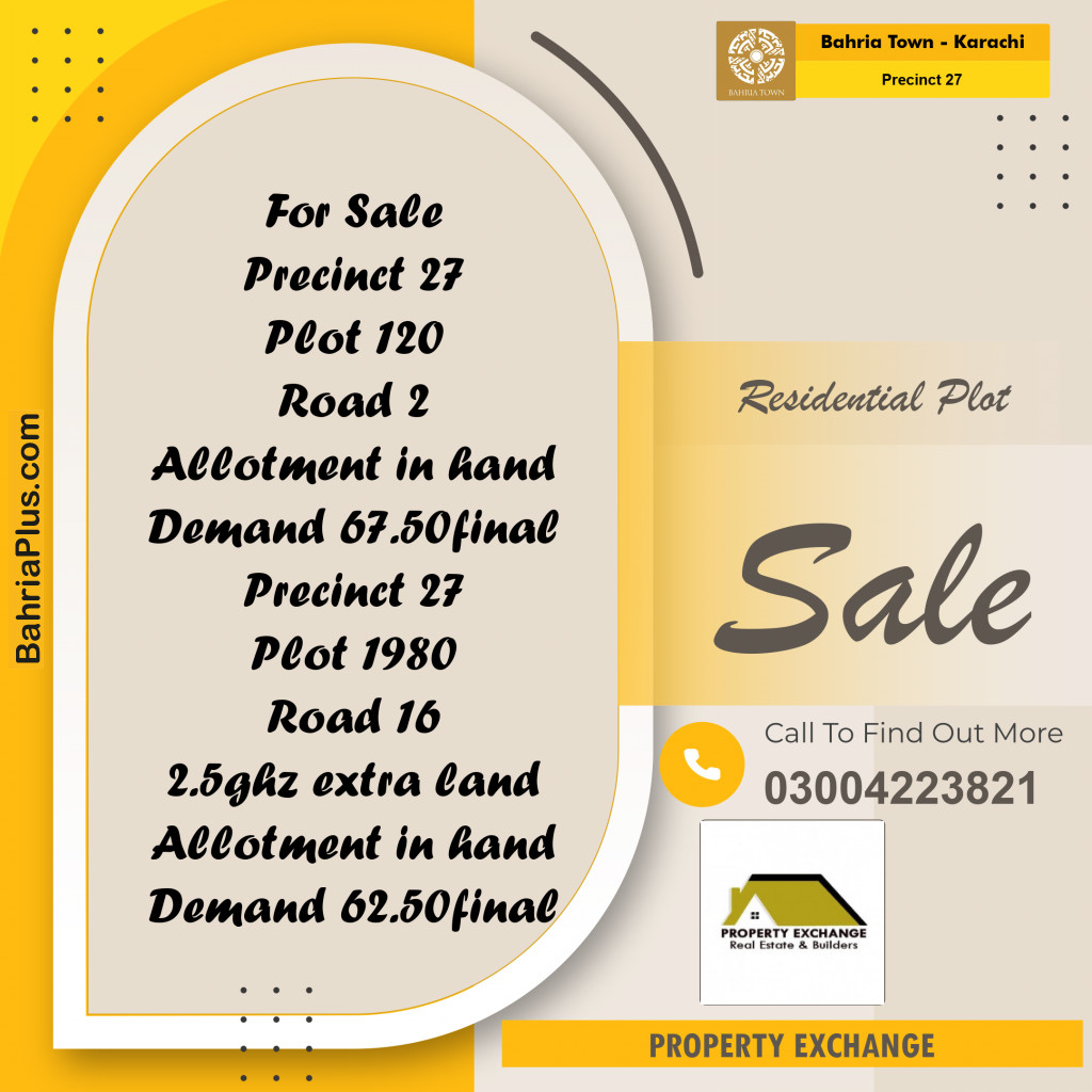 125 Sq. Yards Residential Plot for Sale in Precinct 27 -  Bahria Town, Karachi - (BP-202024)