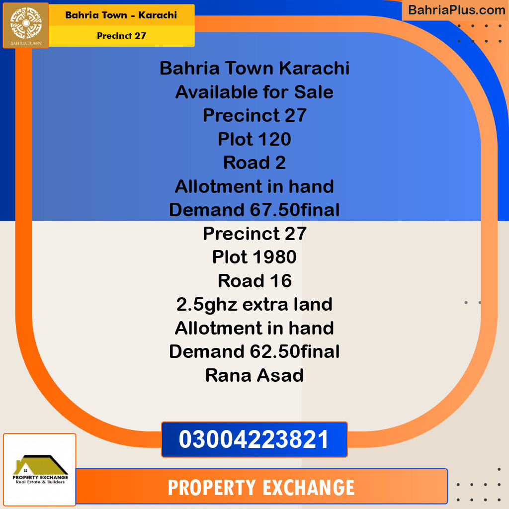 125 Sq. Yards Residential Plot for Sale in Precinct 27 -  Bahria Town, Karachi - (BP-202027)
