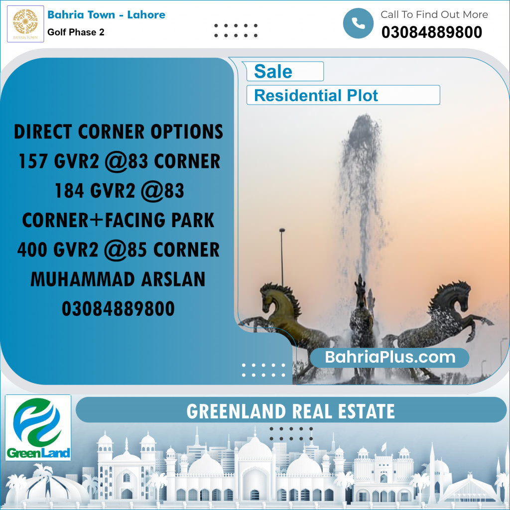 10 Marla Residential Plot for Sale in Golf Phase 2 -  Bahria Town, Lahore - (BP-202074)