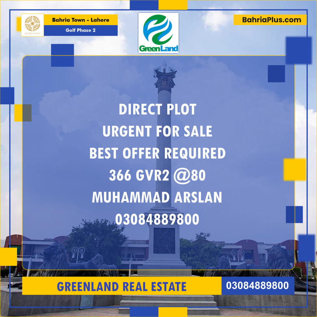 10 Marla Residential Plot for Sale in Golf Phase 2 -  Bahria Town, Lahore - (BP-202089)