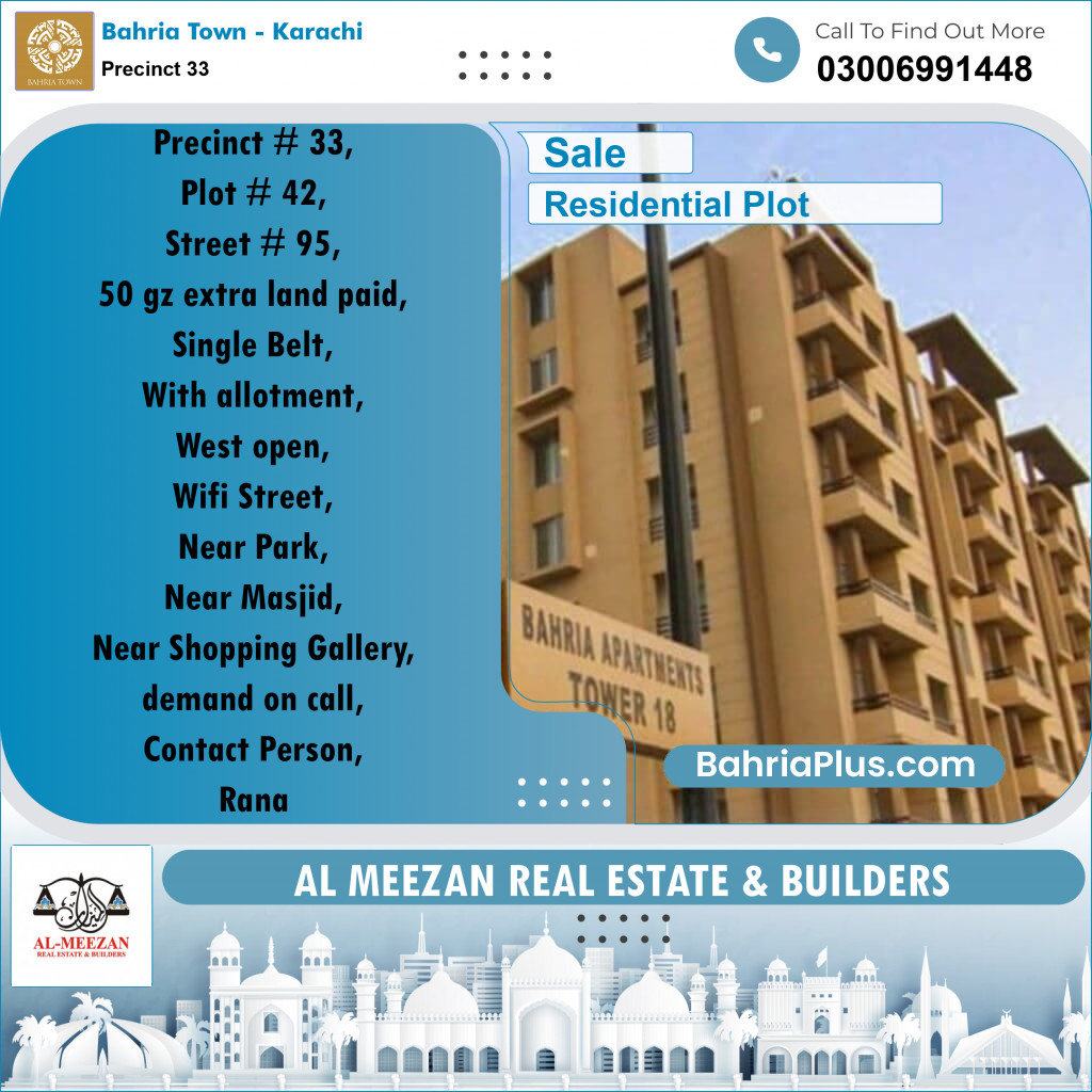 500 Sq. Yards Residential Plot for Sale in Precinct 33 -  Bahria Town, Karachi - (BP-202096)