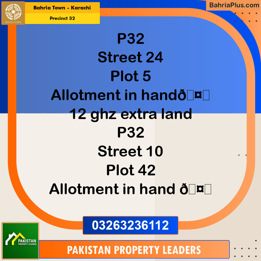 Residential Plot for Sale in Precinct 32 -  Bahria Town, Karachi - (BP-202099)