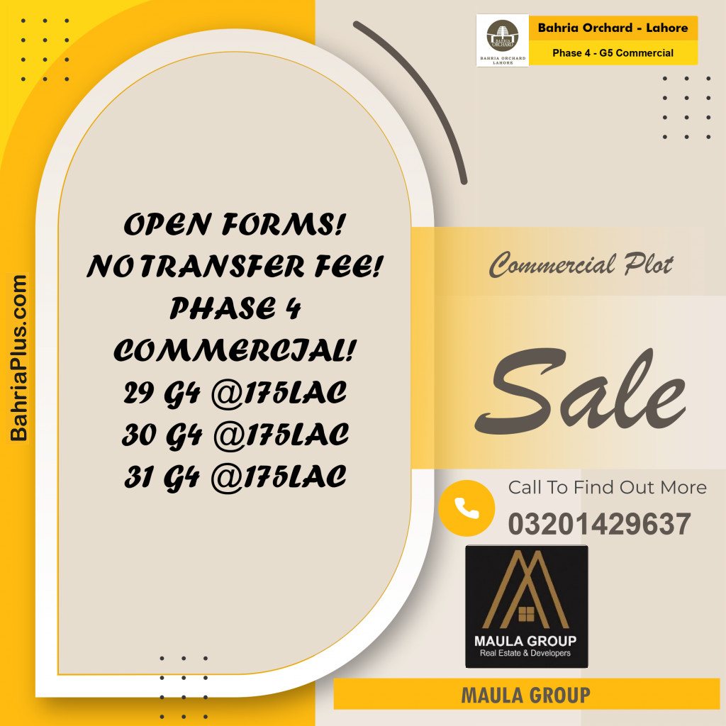 5 Marla Commercial Plot for Sale in Phase 4 - G5 Commercial -  Bahria Orchard, Lahore - (BP-202133)