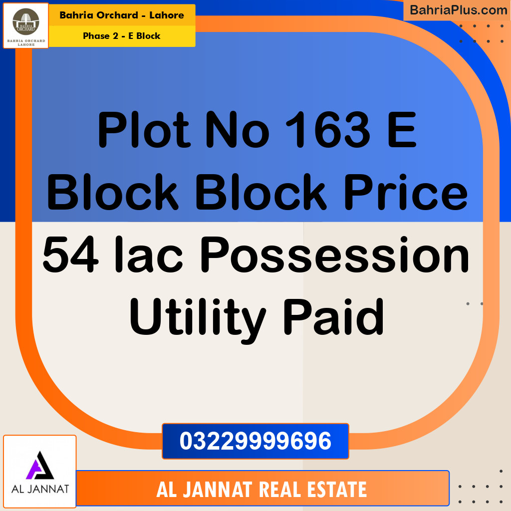 5 Marla Residential Plot for Sale in Phase 2 - E Block -  Bahria Orchard, Lahore - (BP-202149)