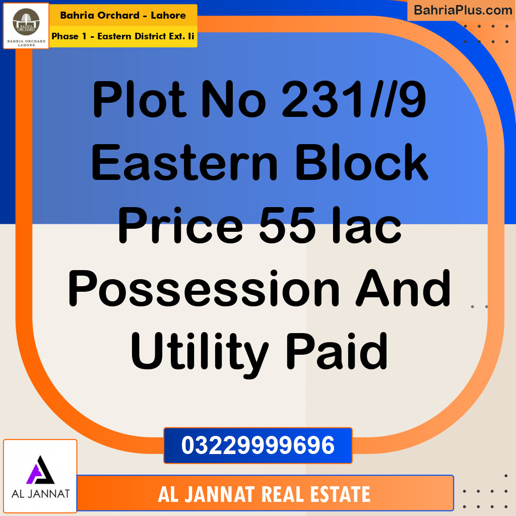 5 Marla Residential Plot for Sale in Phase 1 - Eastern District Ext. II -  Bahria Orchard, Lahore - (BP-202152)