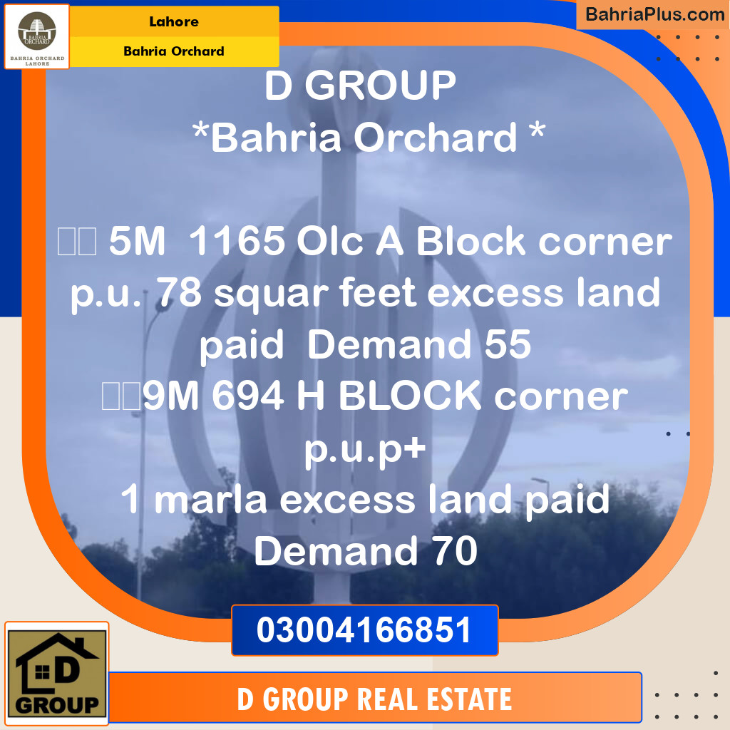 Residential Plot for Sale in Bahria Orchard, Lahore - (BP-202225)