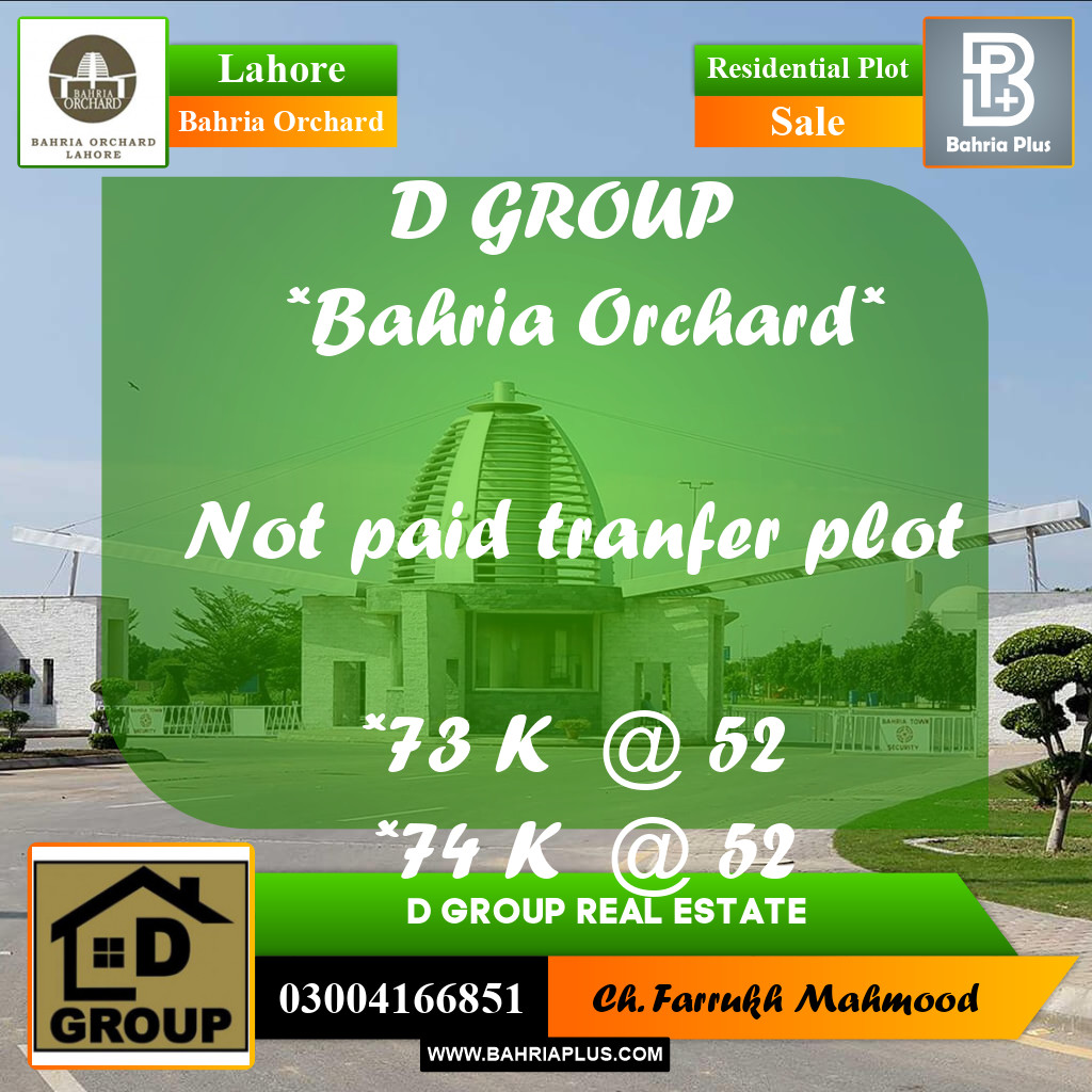 Residential Plot for Sale in Bahria Orchard, Lahore - (BP-202235)