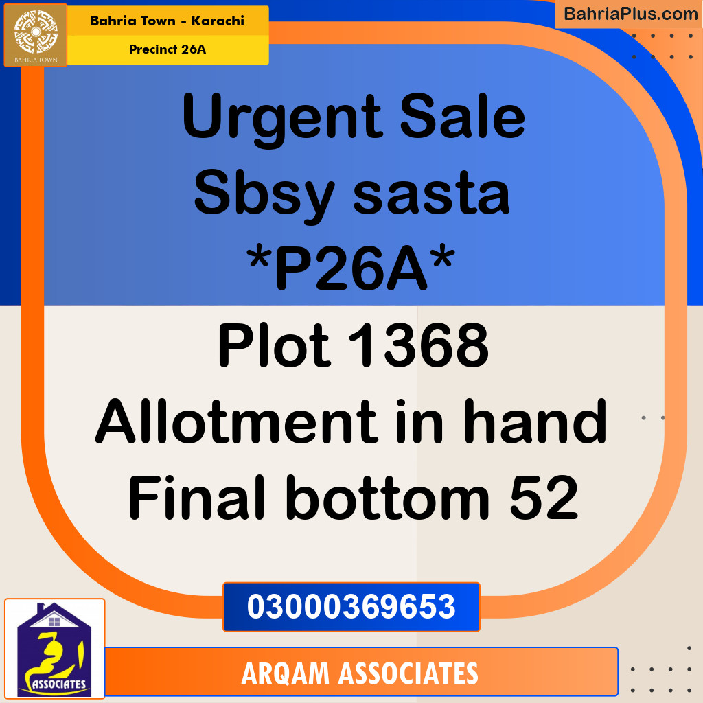 125 Sq. Yards Residential Plot for Sale in Precinct 26A - Bahria Town, Karachi - (BP-202248)
