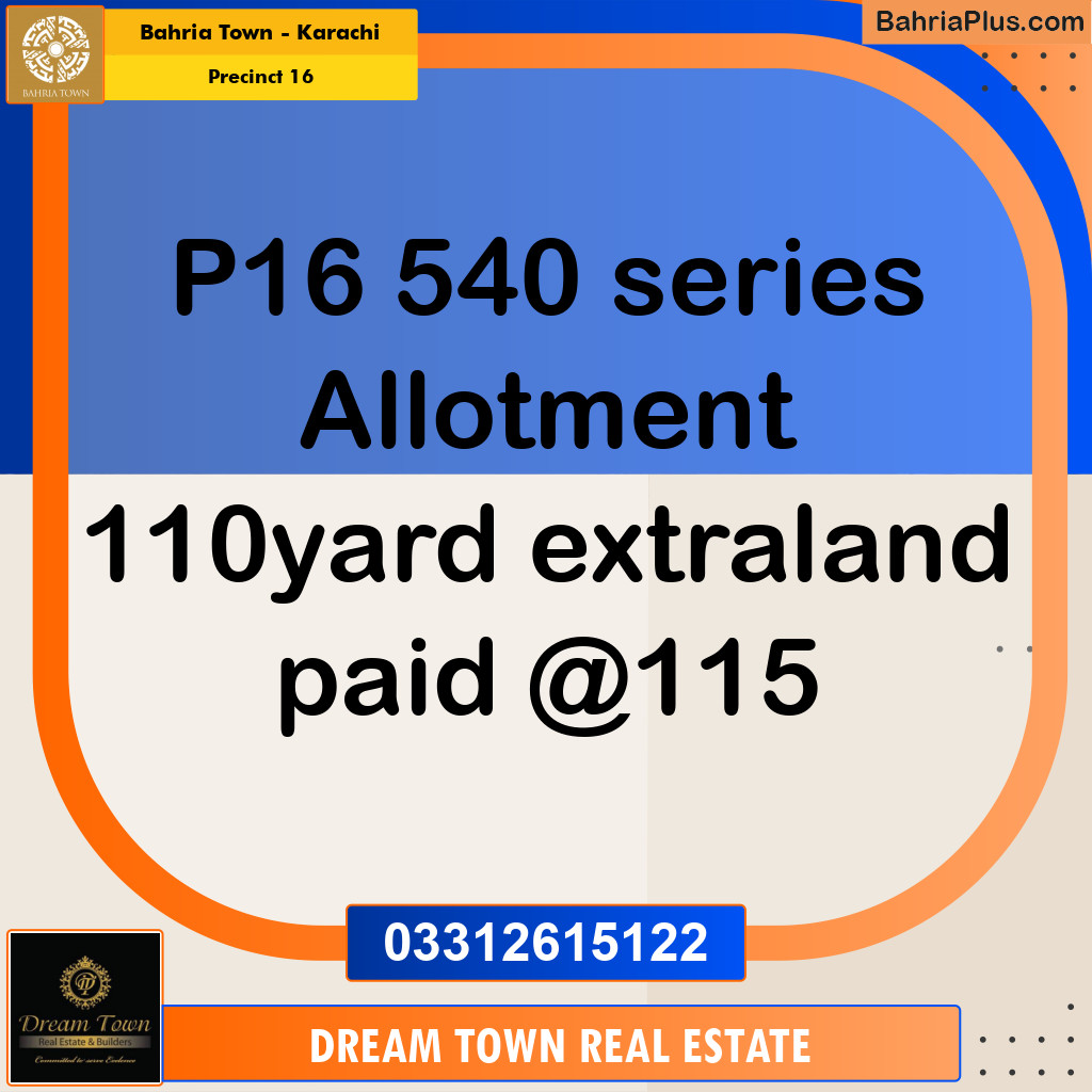 360 Sq. Yards Residential Plot for Sale in Precinct 16 -  Bahria Town, Karachi - (BP-202263)