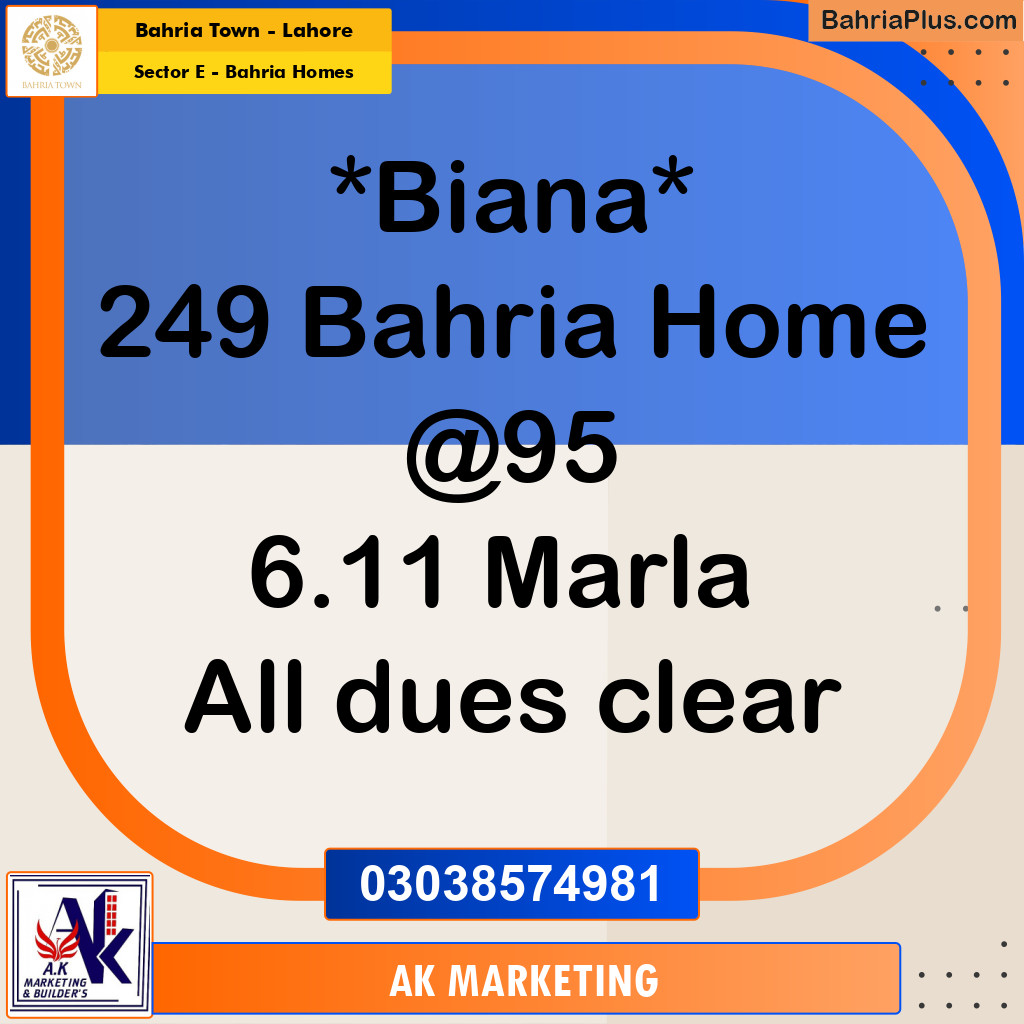 6.11 Marla Residential Plot for Sale in Sector E - Bahria Homes - Bahria Town, Lahore - (BP-202277)