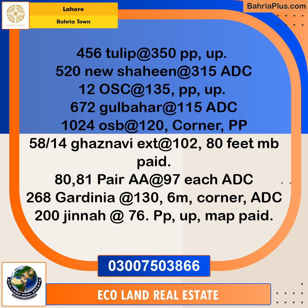 Residential Plot for Sale in Bahria Town, Lahore - (BP-202278)