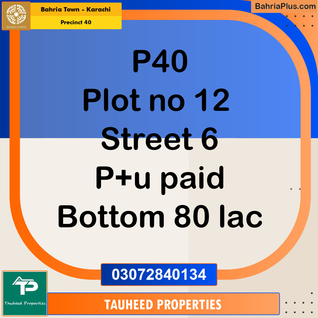 250 Sq. Yards Residential Plot for Sale in Precinct 40 -  Bahria Town, Karachi - (BP-202289)