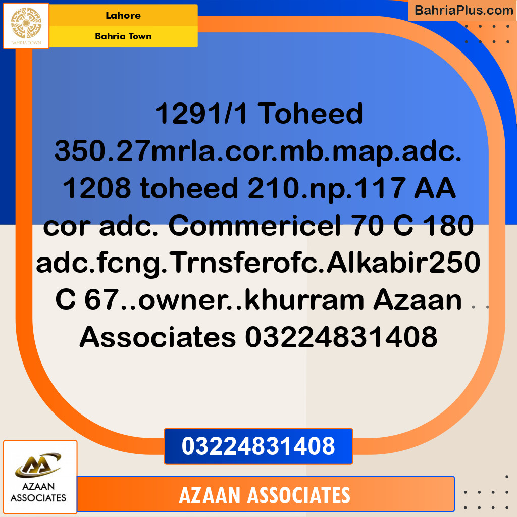 Residential Plot for Sale in Bahria Town, Lahore - (BP-202298)