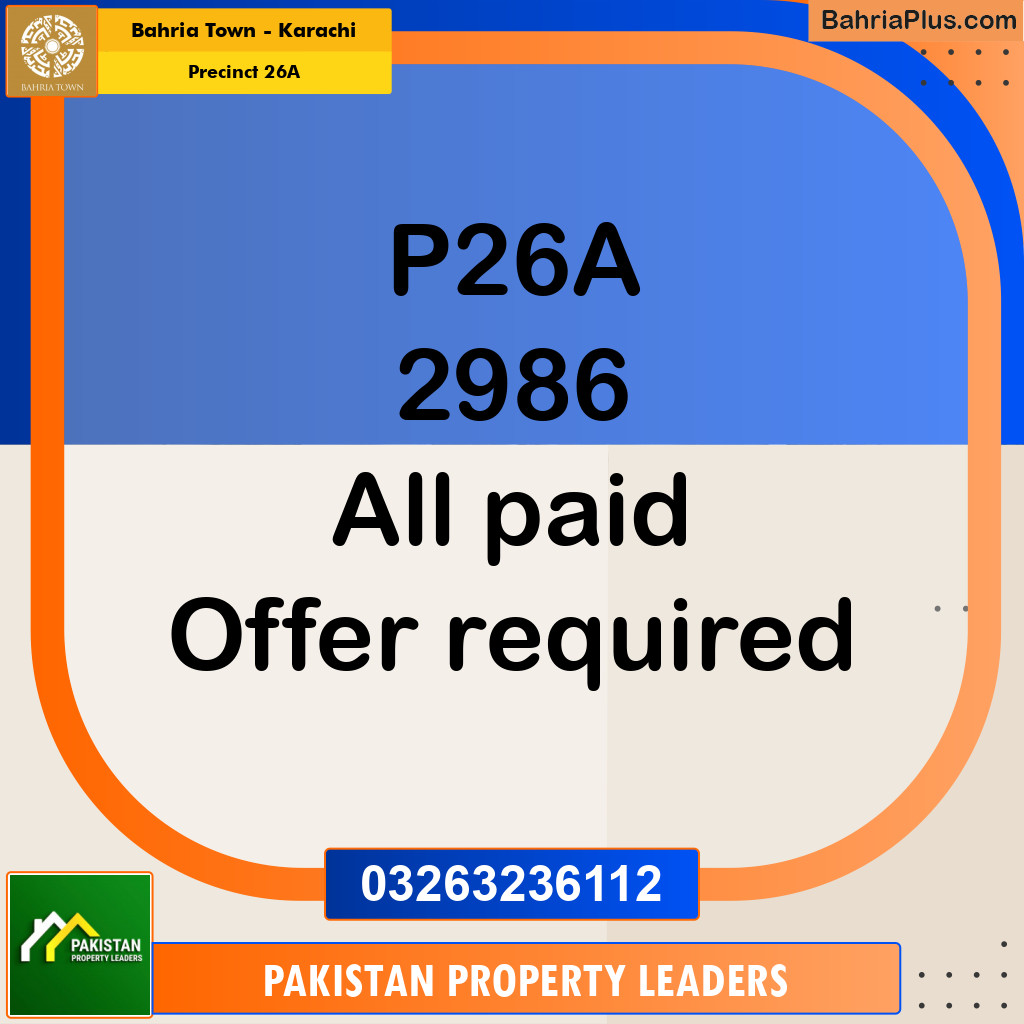 Residential Plot for Sale in Precinct 26A -  Bahria Town, Karachi - (BP-202322)