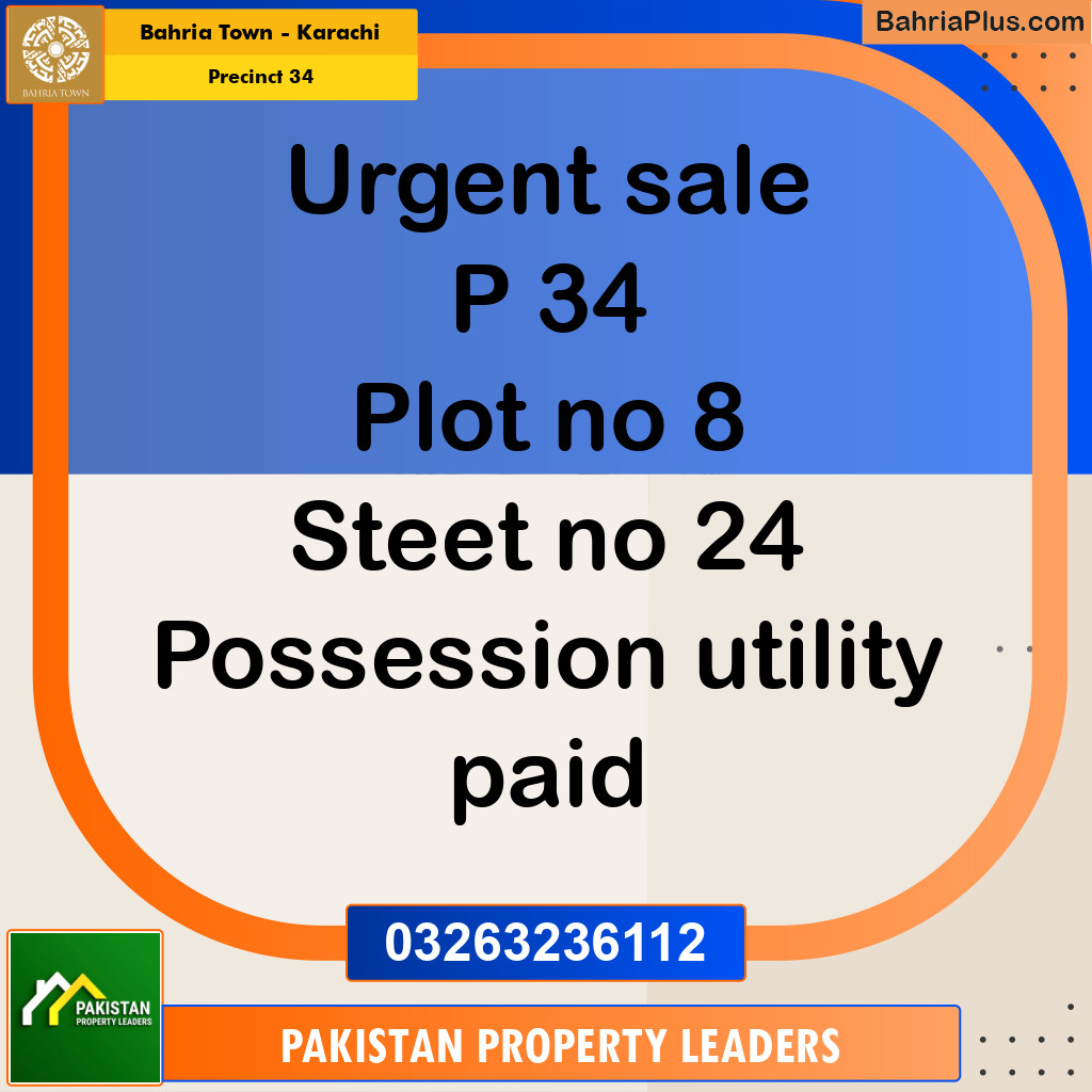 Residential Plot for Sale in Precinct 34 -  Bahria Town, Karachi - (BP-202331)