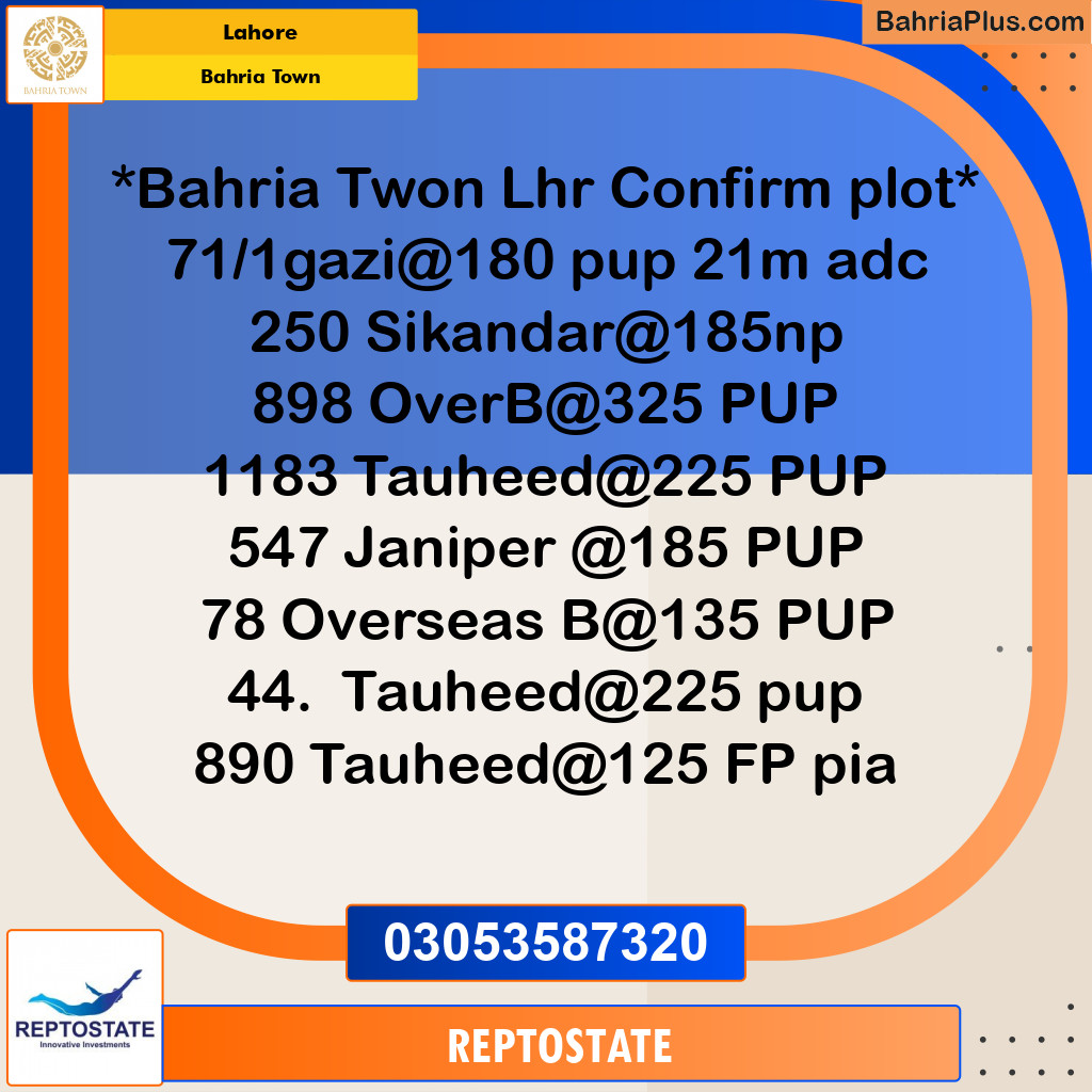 Residential Plot for Sale in Bahria Town, Lahore - (BP-202339)