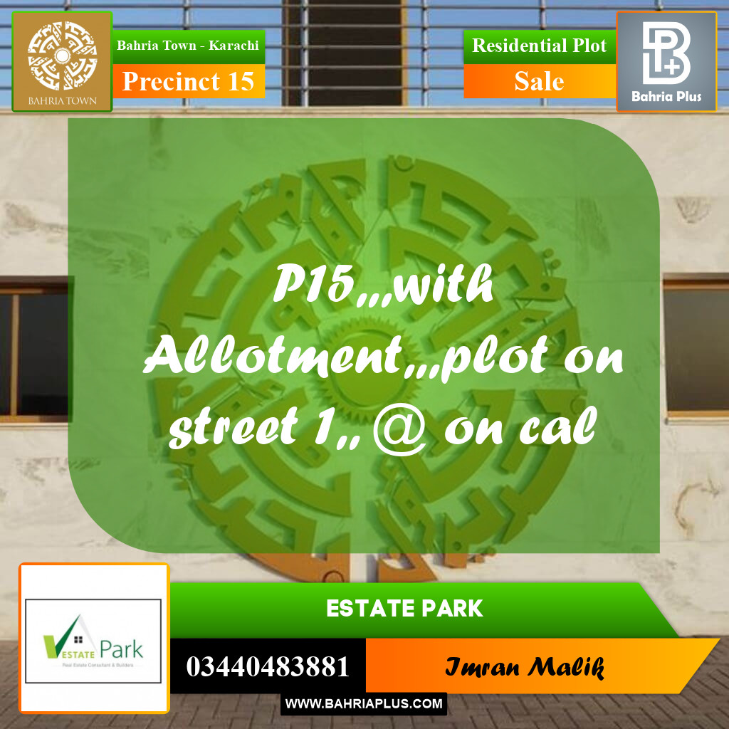 Residential Plot for Sale in Precinct 15 -  Bahria Town, Karachi - (BP-202434)