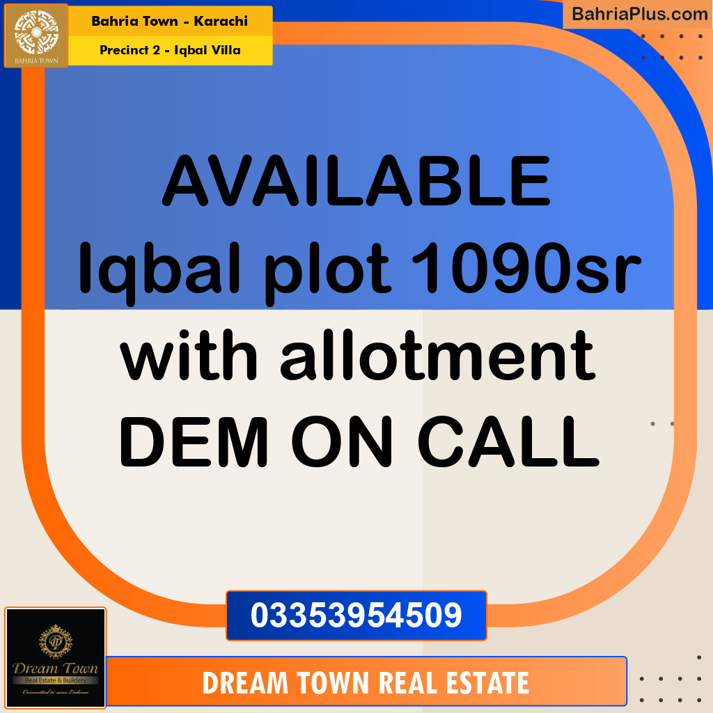 Residential Plot for Sale in Precinct 2 - Iqbal Villa -  Bahria Town, Karachi - (BP-202471)