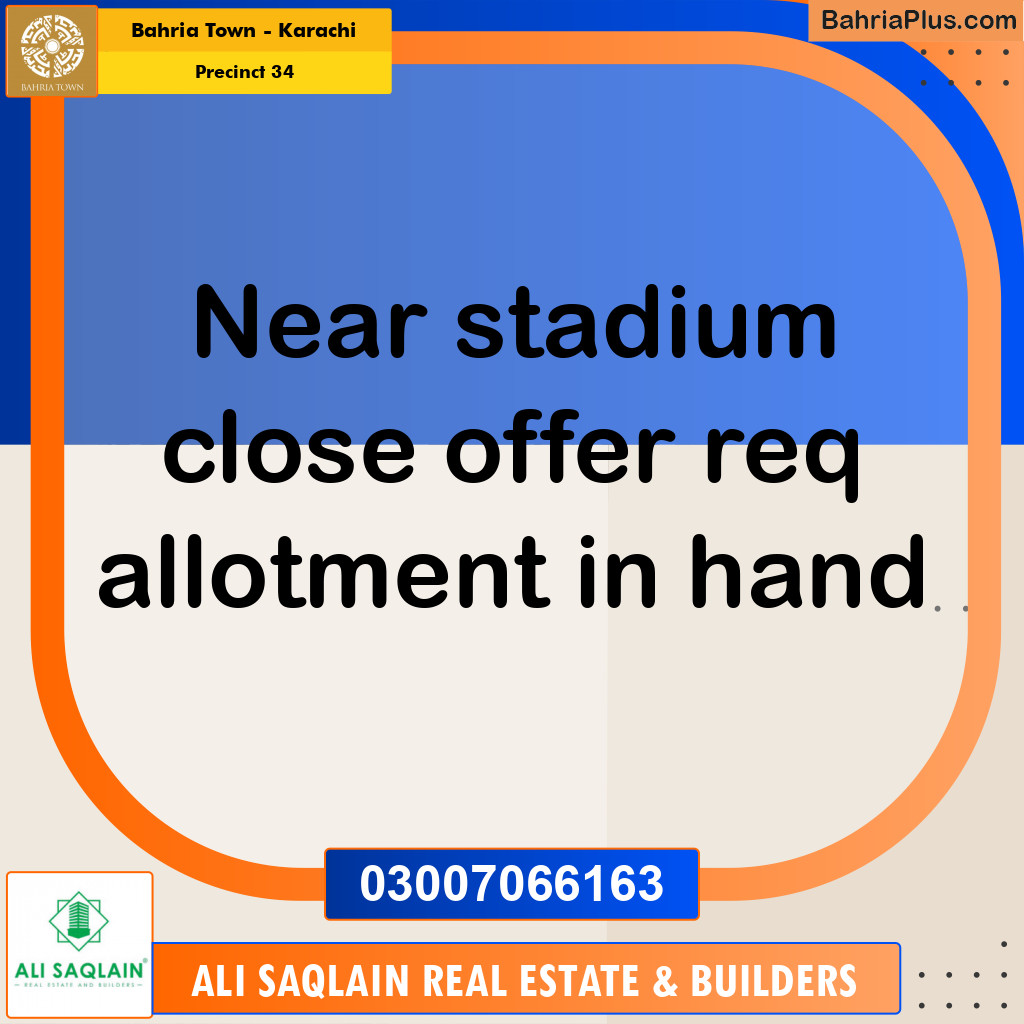 250 Sq. Yards Residential Plot for Sale in Precinct 34 -  Bahria Town, Karachi - (BP-202475)