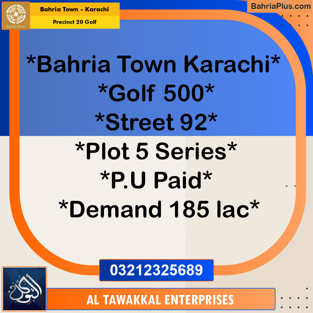 500 Sq. Yards Residential Plot for Sale in Precinct 20 Golf -  Bahria Town, Karachi - (BP-202477)
