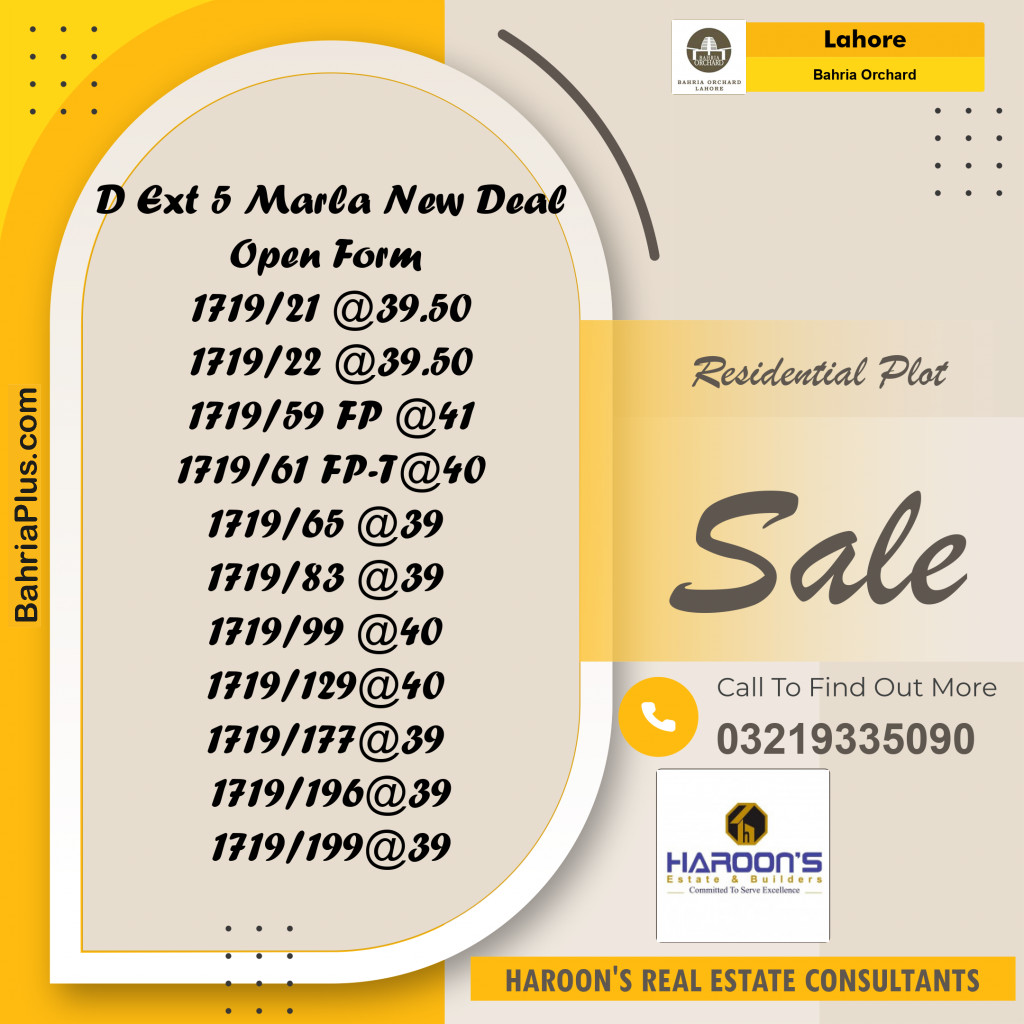 Residential Plot for Sale in Bahria Orchard, Lahore - (BP-202489)