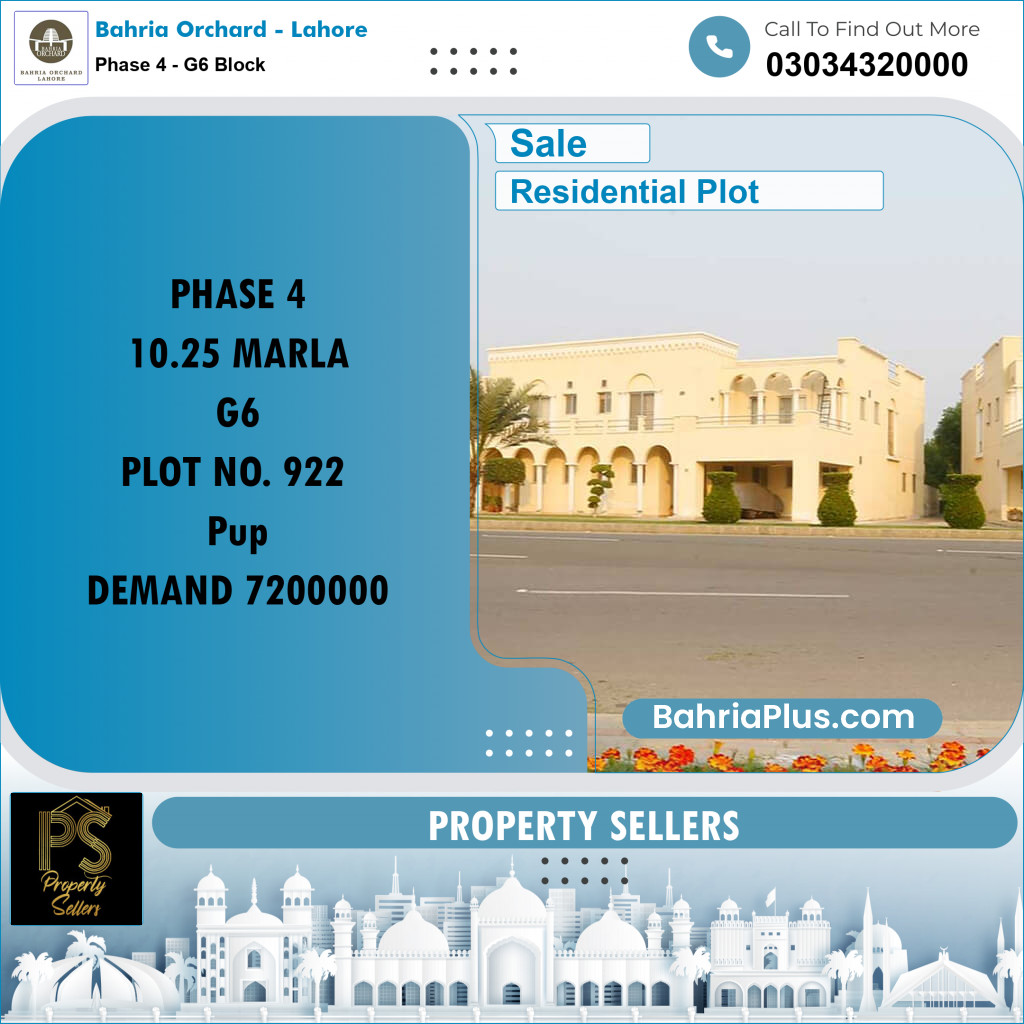 10 Marla Residential Plot for Sale in Phase 4 - G6 Block -  Bahria Orchard, Lahore - (BP-202508)