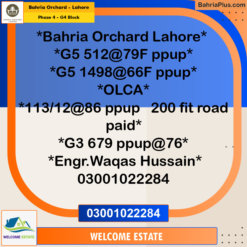 10 Marla Residential Plot for Sale in Phase 4 - G4 Block -  Bahria Orchard, Lahore - (BP-202614)