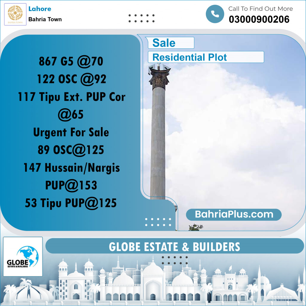 Residential Plot for Sale in Bahria Town, Lahore - (BP-202635)