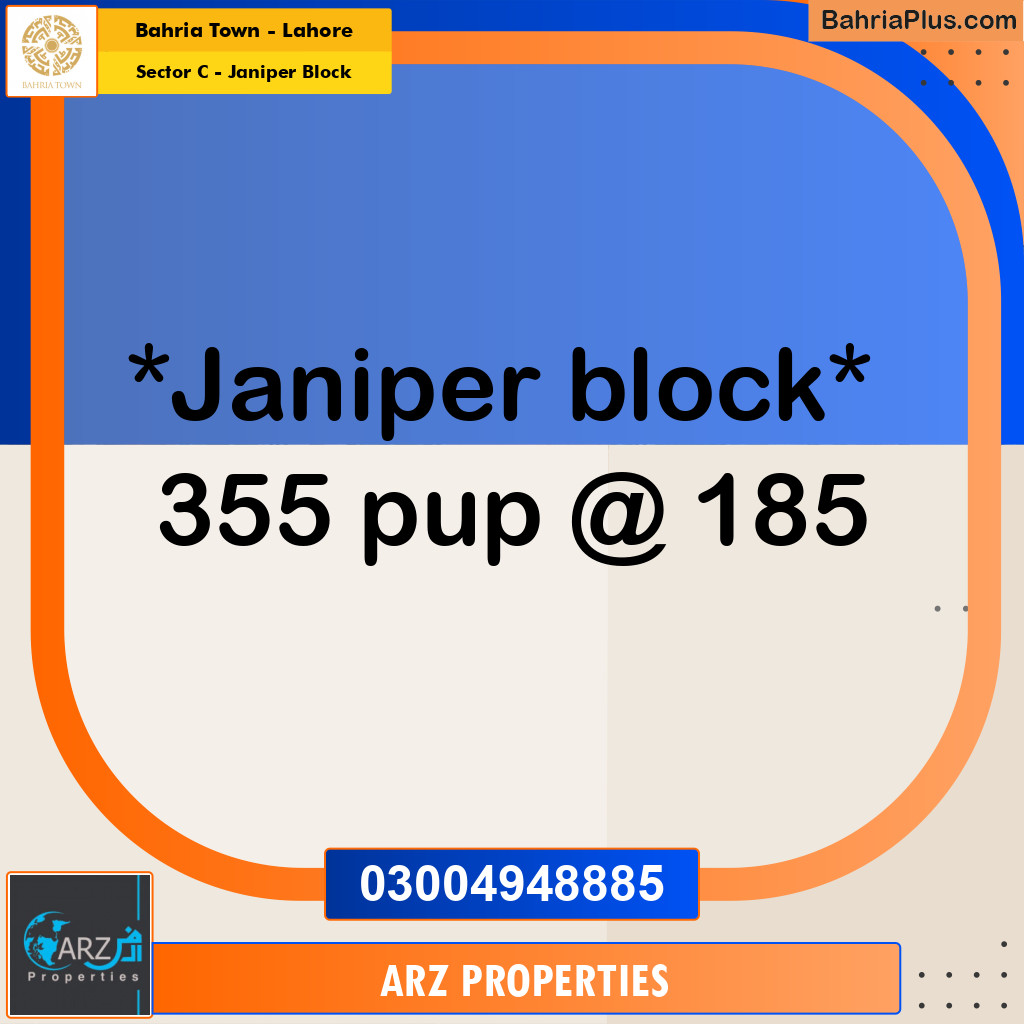 Residential Plot for Sale in Sector C - Janiper Block -  Bahria Town, Lahore - (BP-202639)