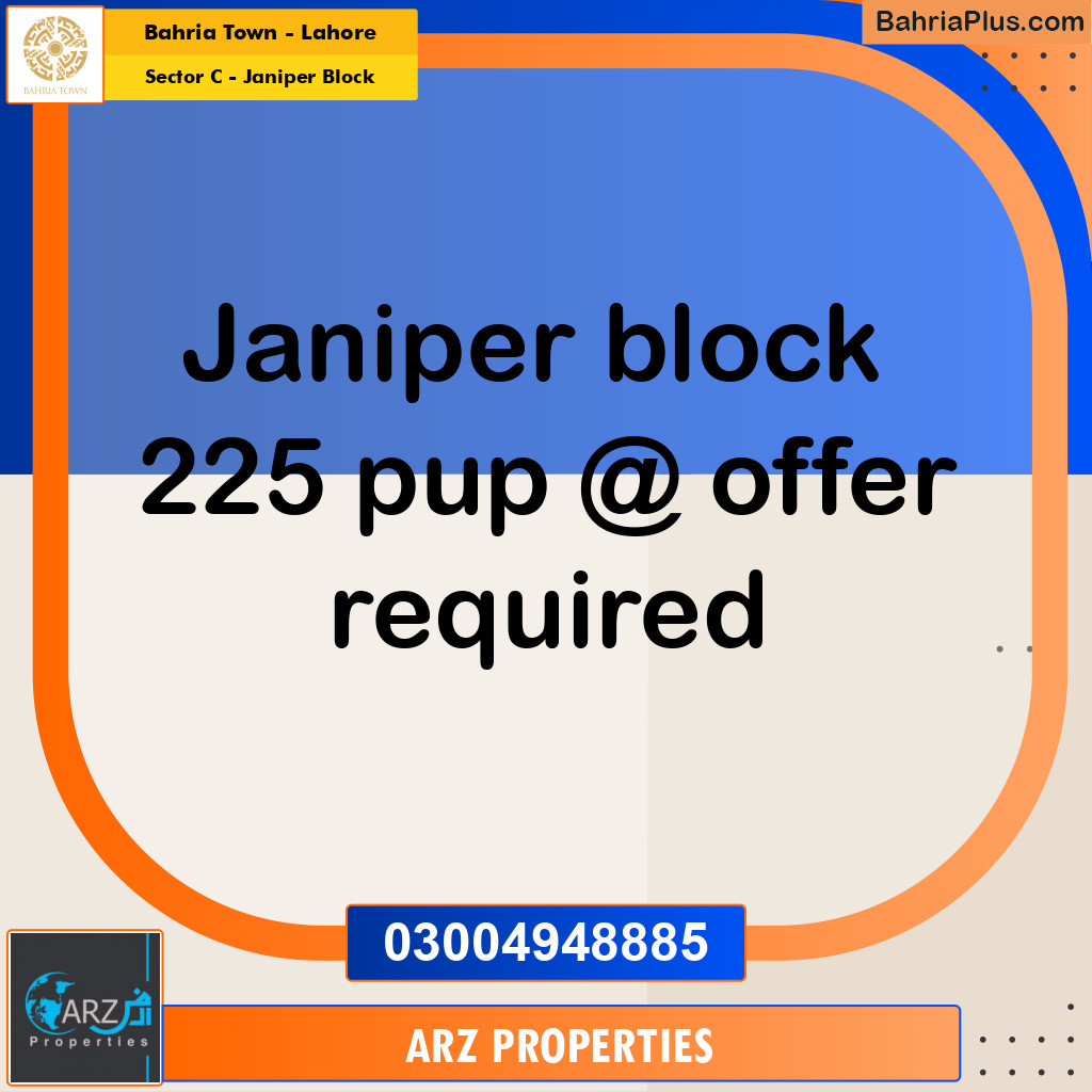 Residential Plot for Sale in Sector C - Janiper Block -  Bahria Town, Lahore - (BP-202640)