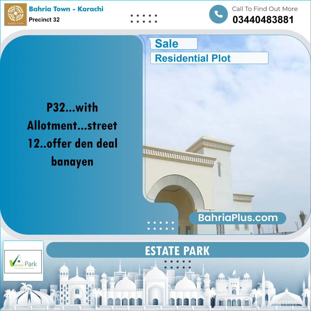 Residential Plot for Sale in Precinct 32 -  Bahria Town, Karachi - (BP-202673)