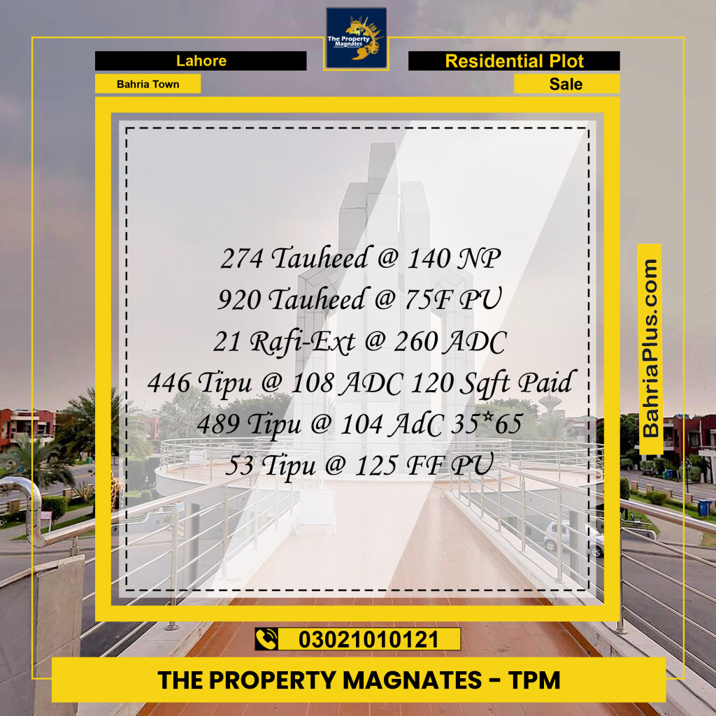 Residential Plot for Sale in Bahria Town, Lahore - (BP-202694)
