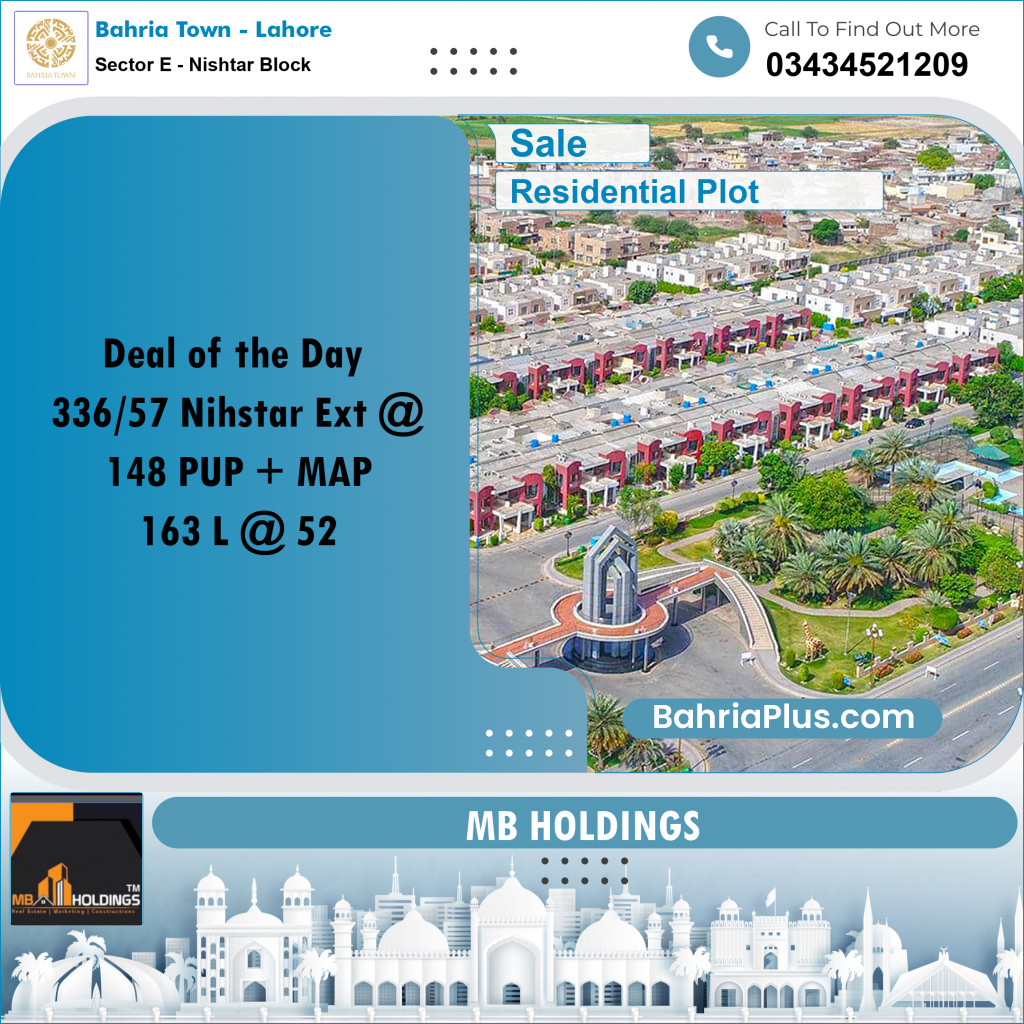 10 Marla Residential Plot for Sale in Sector E - Nishtar Block -  Bahria Town, Lahore - (BP-202706)