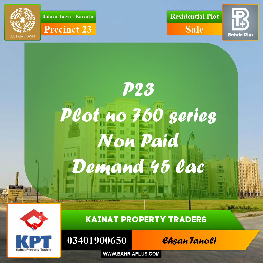 Residential Plot for Sale in Precinct 23 -  Bahria Town, Karachi - (BP-202771)