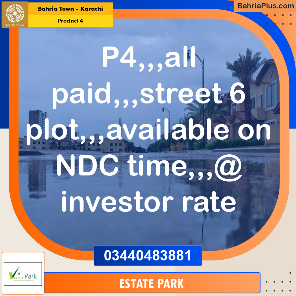 Residential Plot for Sale in Precinct 4 -  Bahria Town, Karachi - (BP-202809)