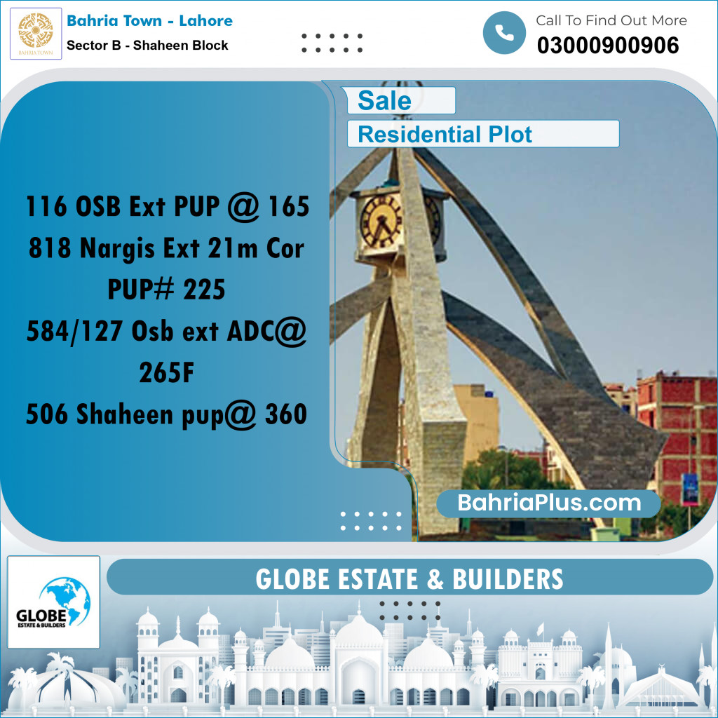 Residential Plot for Sale in Sector B - Shaheen Block -  Bahria Town, Lahore - (BP-202824)