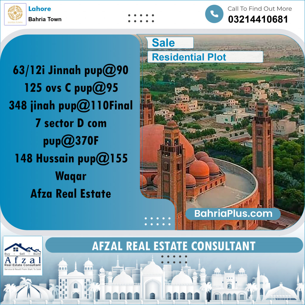 Residential Plot for Sale in Bahria Town, Lahore - (BP-202840)