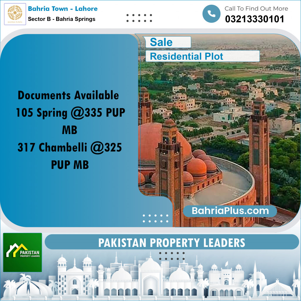 1 Kanal Residential Plot for Sale in Sector B - Bahria Springs -  Bahria Town, Lahore - (BP-202841)