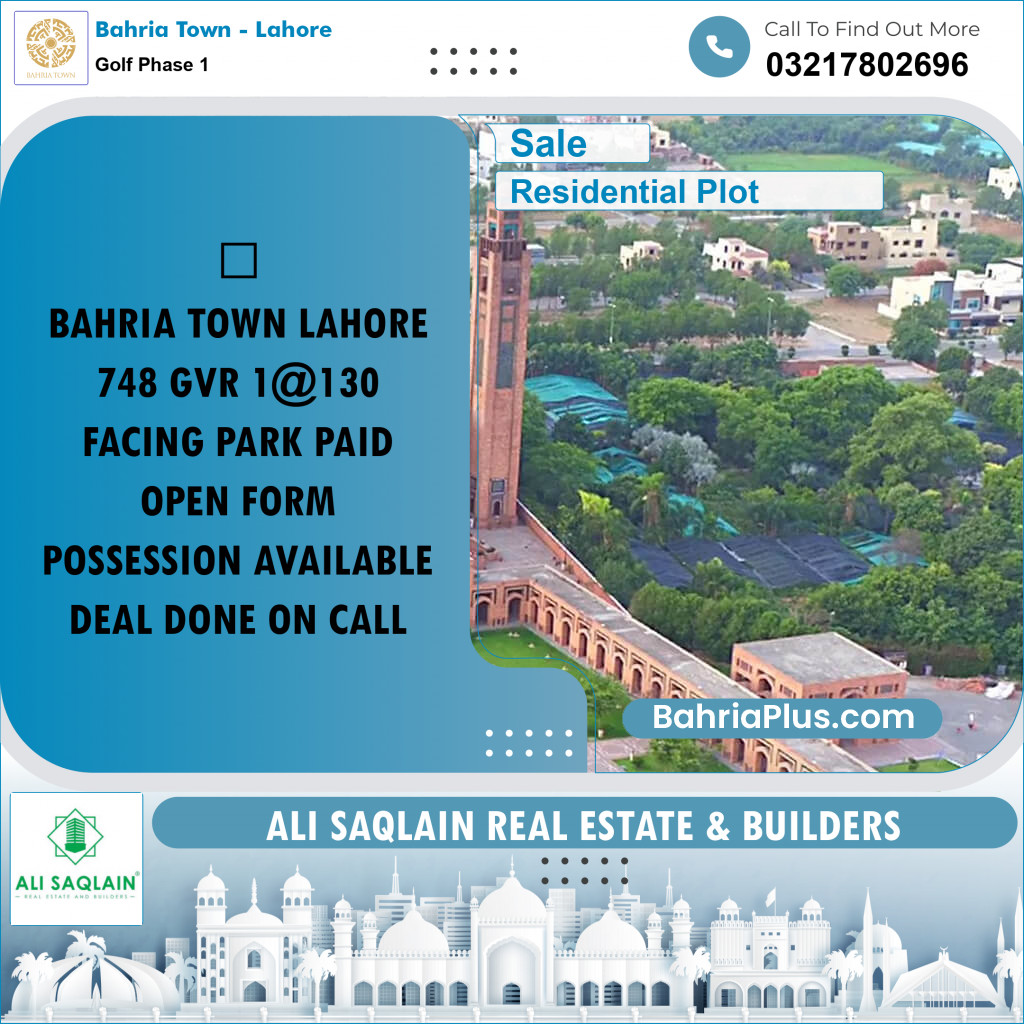10 Marla Residential Plot for Sale in Golf Phase 1 -  Bahria Town, Lahore - (BP-202861)