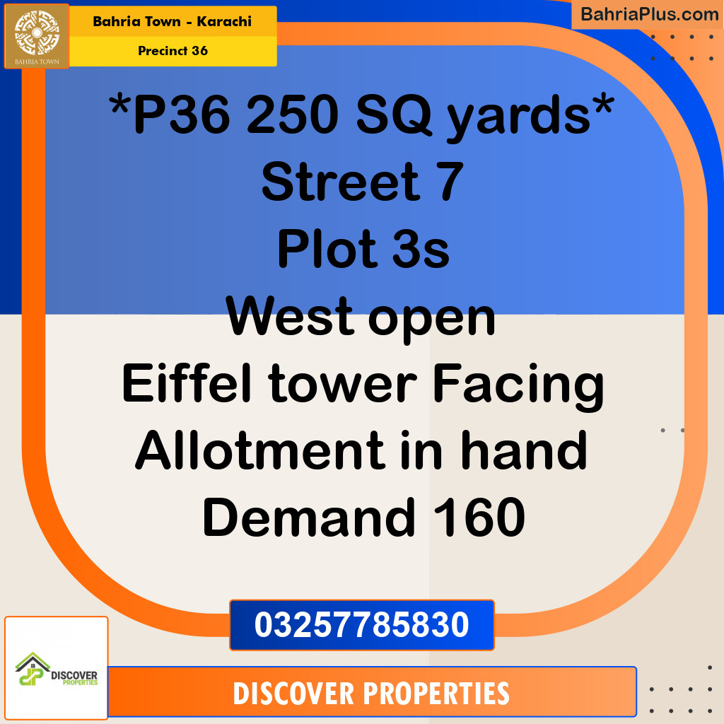250 Sq. Yards Residential Plot for Sale in Precinct 36 -  Bahria Town, Karachi - (BP-202865)