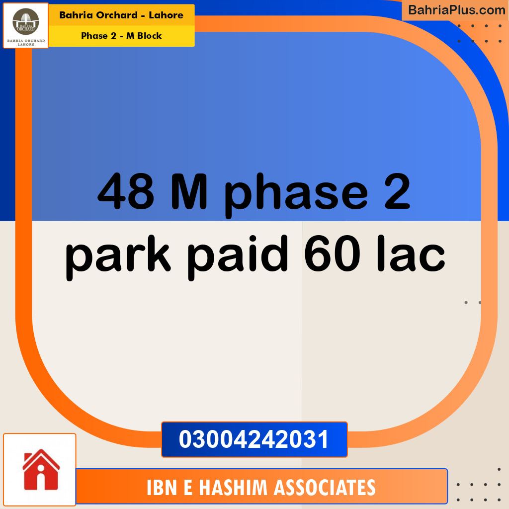 5 Marla Residential Plot for Sale in Phase 2 - M Block -  Bahria Orchard, Lahore - (BP-202876)