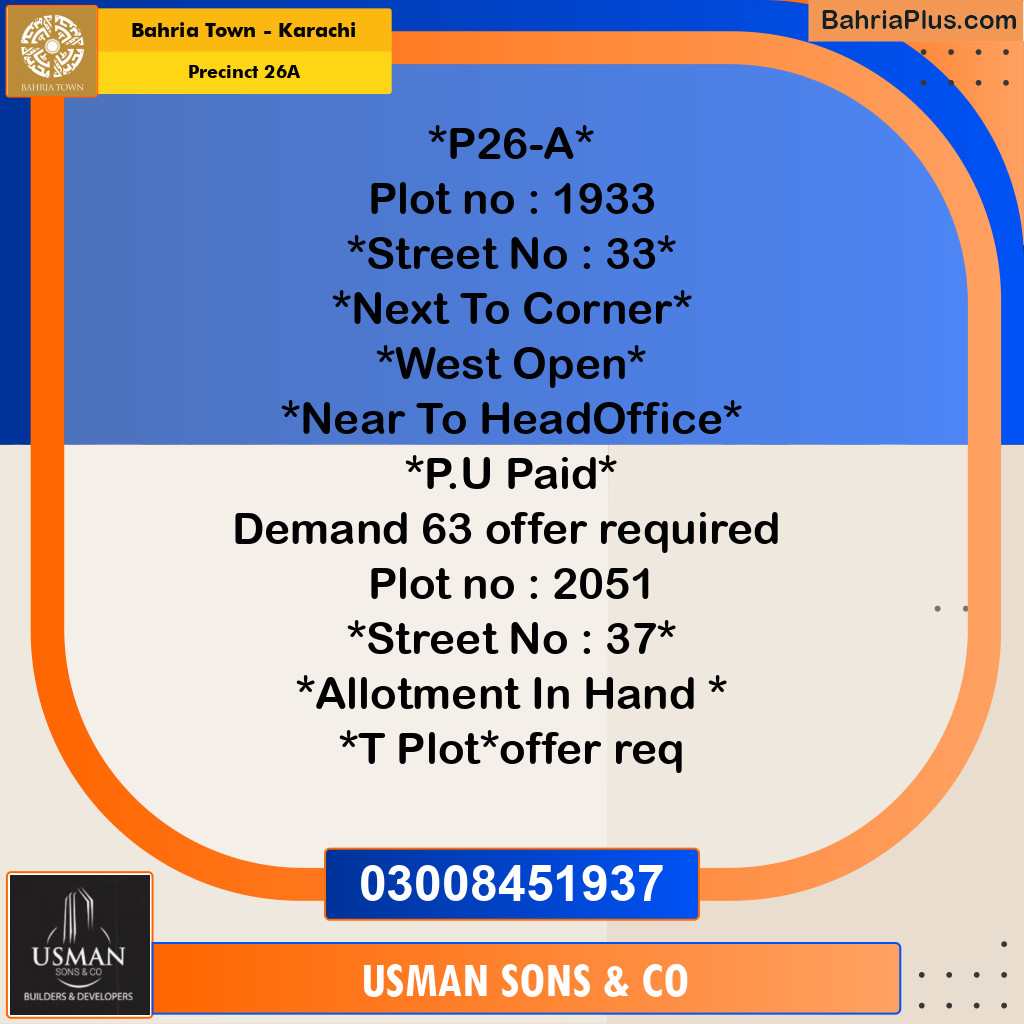 Residential Plot for Sale in Precinct 26A -  Bahria Town, Karachi - (BP-202879)