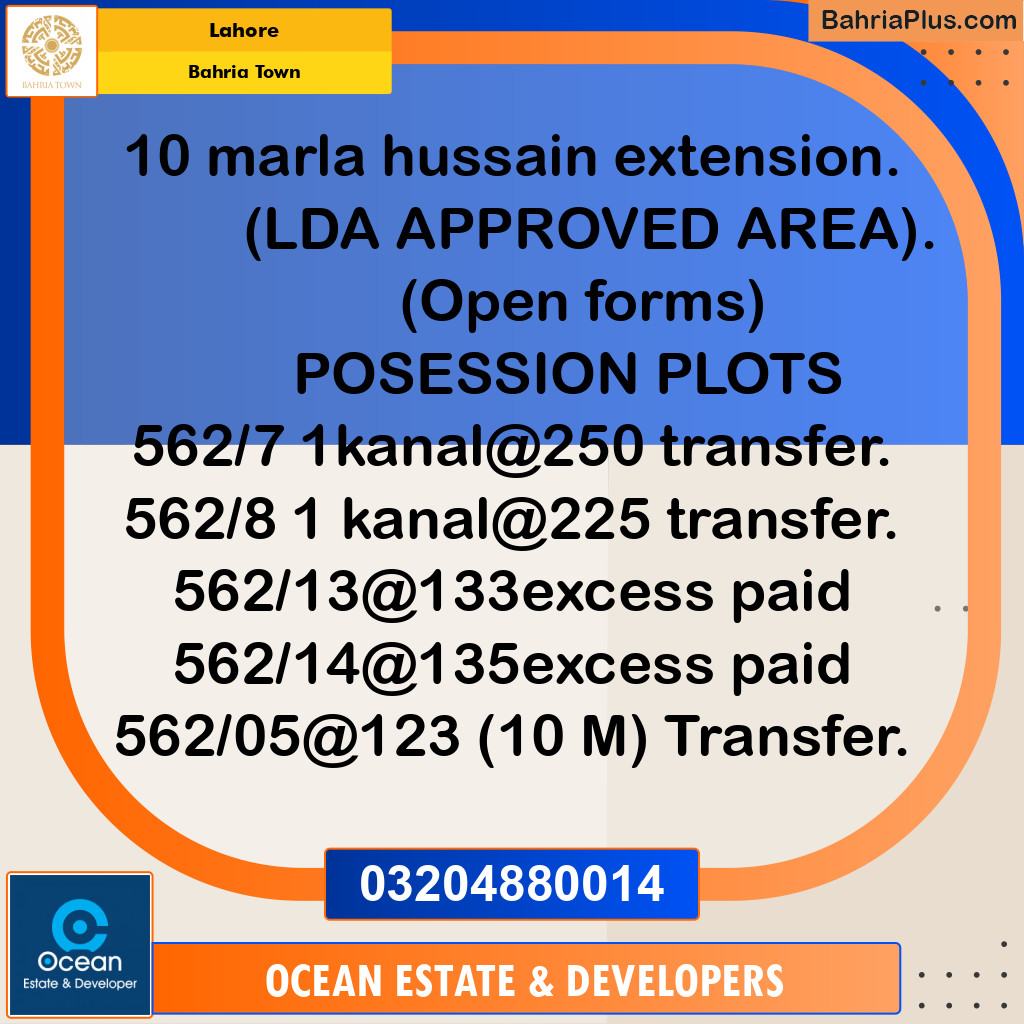 Residential Plot for Sale in Bahria Town, Lahore - (BP-202956)