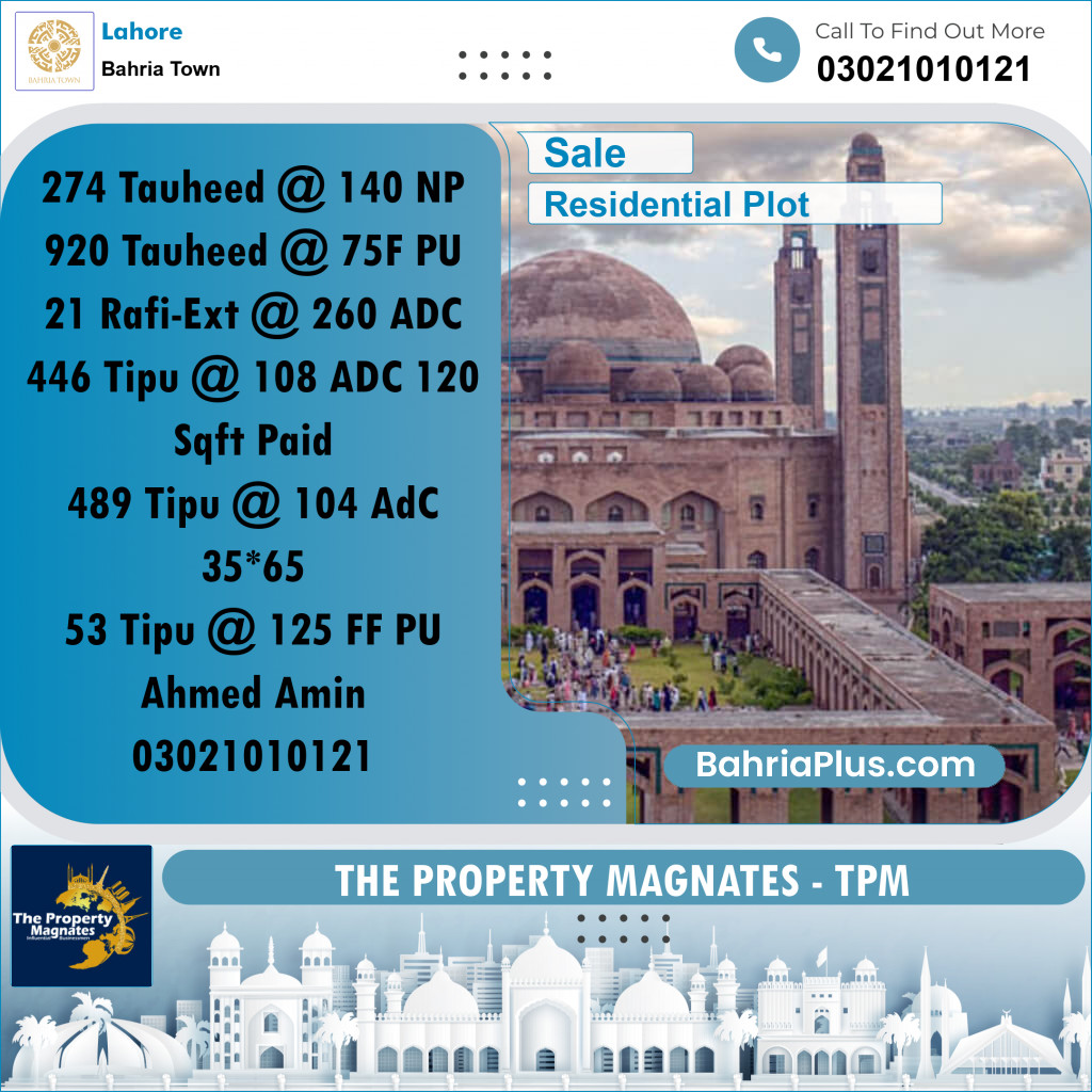 Residential Plot for Sale in Bahria Town, Lahore - (BP-202975)