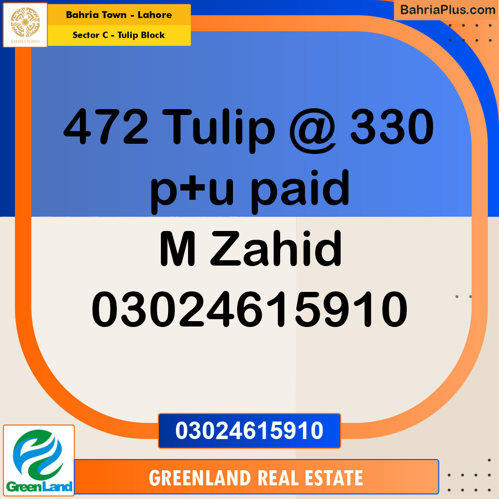 Residential Plot for Sale in Sector C - Tulip Block -  Bahria Town, Lahore - (BP-202979)
