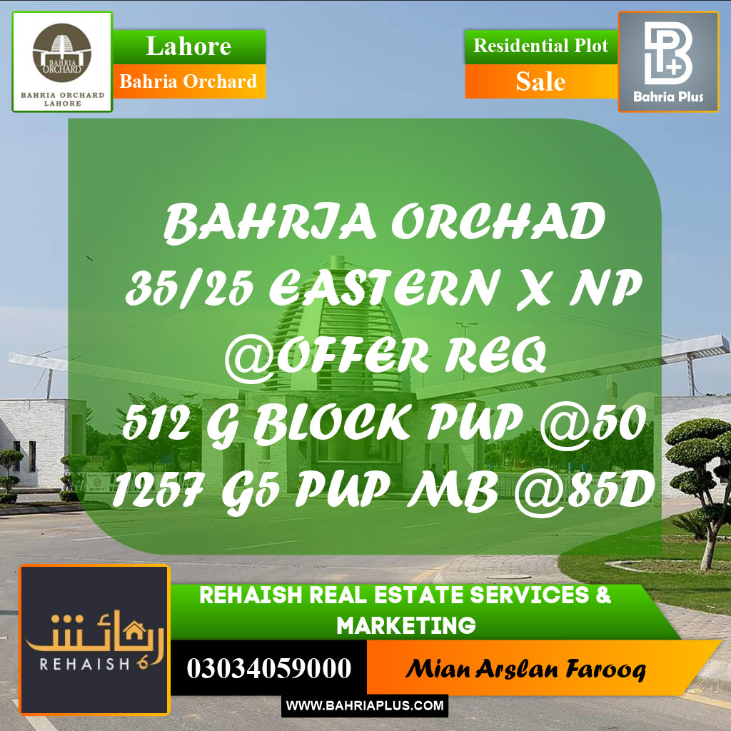 Residential Plot for Sale in Bahria Orchard, Lahore - (BP-203035)