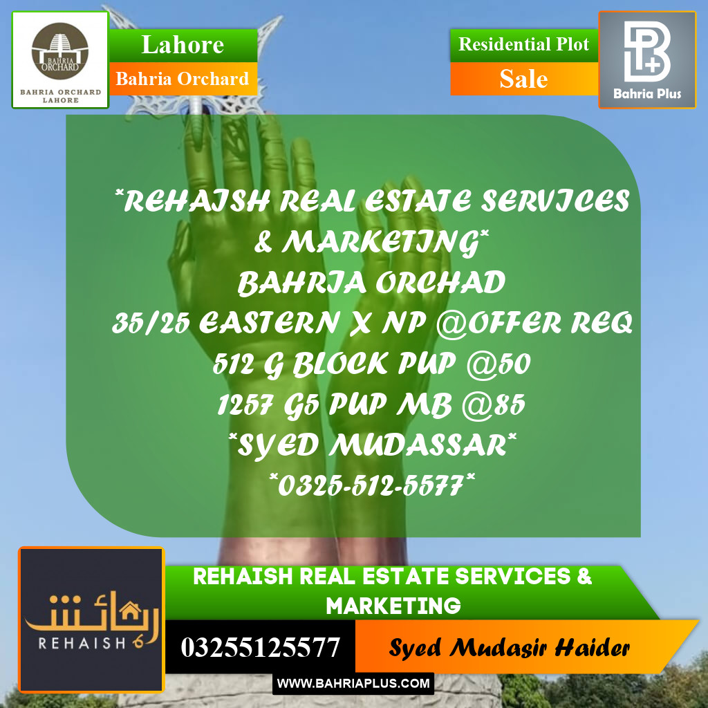 Residential Plot for Sale in Bahria Orchard, Lahore - (BP-203049)