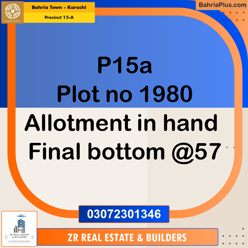 125 Sq. Yards Residential Plot for Sale in Precinct 15-A -  Bahria Town, Karachi - (BP-203062)